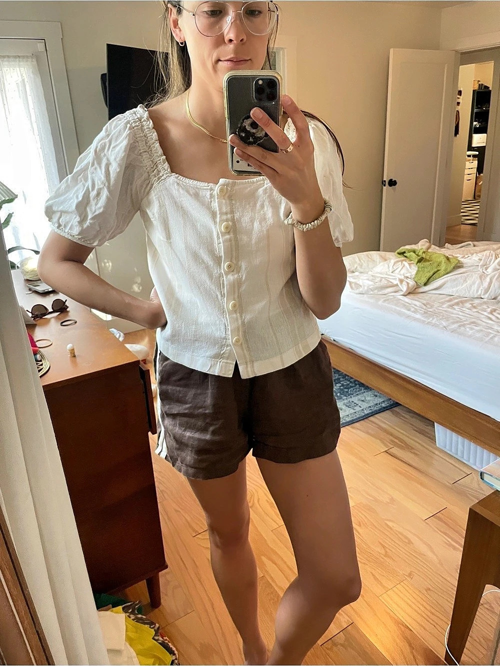 Madewell Puff Sleeve Blouse in White Like New